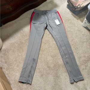 New Girls' Gray Track Joggers with Stripes
